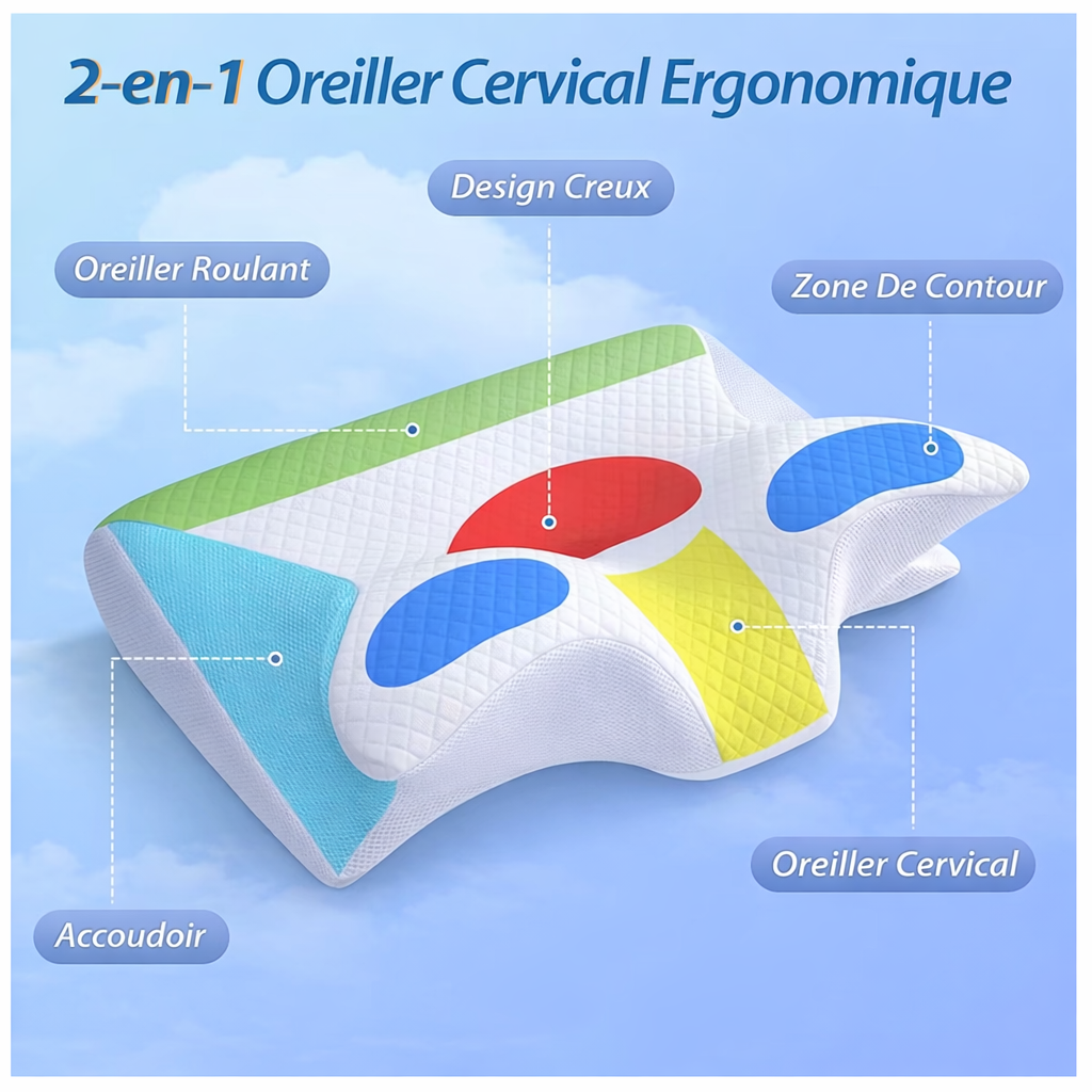 Oreiller Ergonomique Cervical – Confort & Soutien Optimal