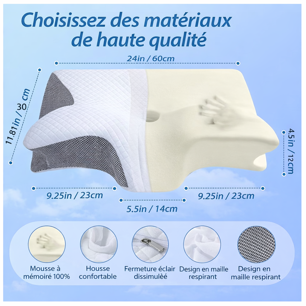 Oreiller Ergonomique Cervical – Confort & Soutien Optimal